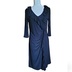 Jessica Howard Women's Dress 3/4 Sleeves Ruffled and Gathered Black Sz 12